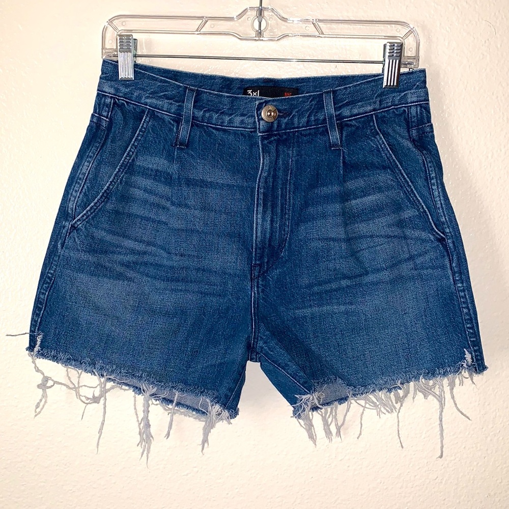 3xl NYC HIGH WAIST RAW HEM DENIM SHORTS